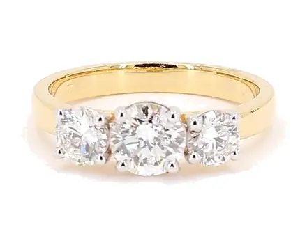 Three-stone ring, round centre stone, Ref. SVN-R-003