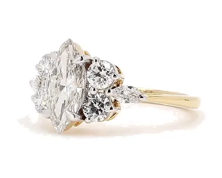 Cluster ring, marquise centre stone, Ref. SVN-R-021